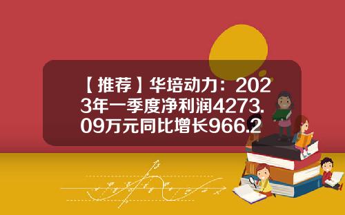 【推荐】华培动力：2023年一季度净利润4273.09万元同比增长966.29%-复星动力基金