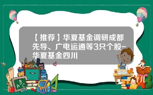 【推荐】华夏基金调研成都先导、广电运通等3只个股-华夏基金四川
