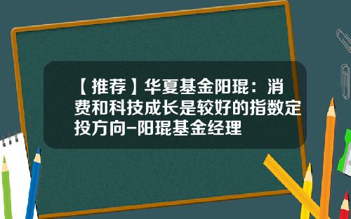 【推荐】华夏基金阳琨:消费和科技成长是较好的指数定投方向-阳琨基金经理
