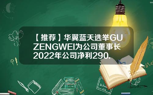 【推荐】华翼蓝天选举GUZENGWEI为公司董事长2022年公司净利290.51万-挂牌公司年度股东大会