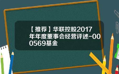 【推荐】华联控股2017年年度董事会经营评述-000569基金