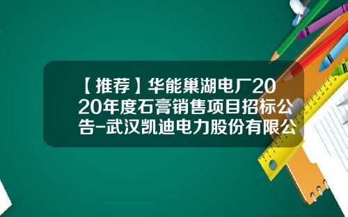 【推荐】华能巢湖电厂2020年度石膏销售项目招标公告-武汉凯迪电力股份有限公司湿法脱硫