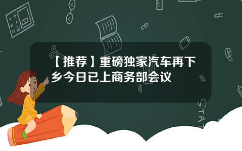 【推荐】重磅独家汽车再下乡今日已上商务部会议