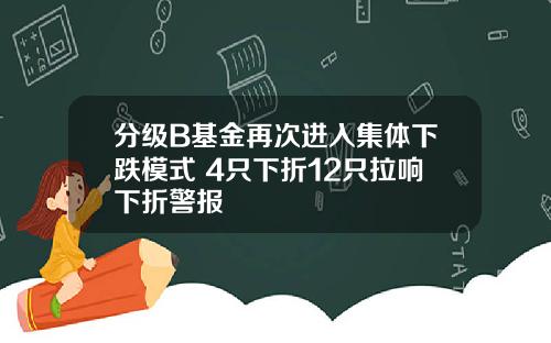 分级B基金再次进入集体下跌模式 4只下折12只拉响下折警报
