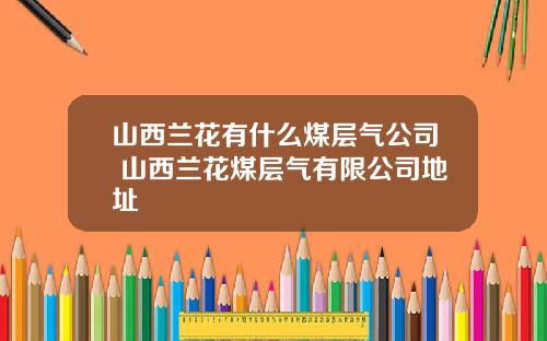 山西兰花有什么煤层气公司 山西兰花煤层气有限公司地址
