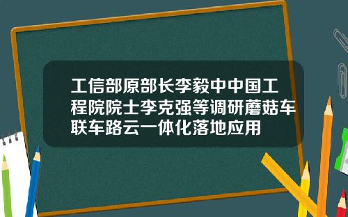 工信部原部长李毅中中国工程院院士李克强等调研蘑菇车联车路云一体化落地应用