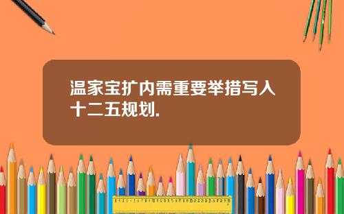 温家宝扩内需重要举措写入十二五规划.