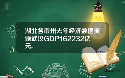 湖北各市州去年经济数据披露武汉GDP162232亿元.