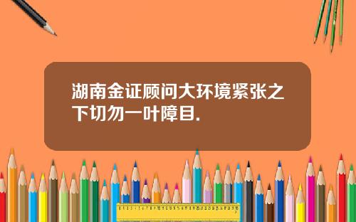 湖南金证顾问大环境紧张之下切勿一叶障目.