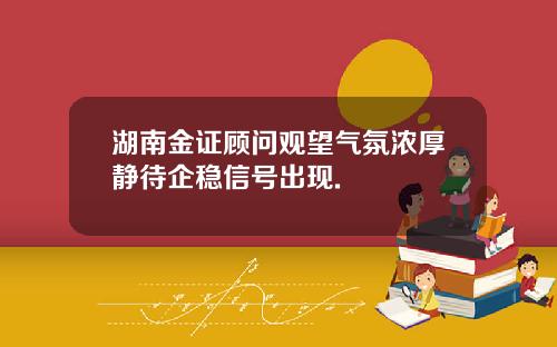湖南金证顾问观望气氛浓厚静待企稳信号出现.