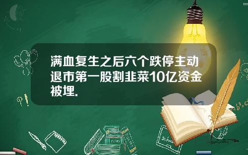 满血复生之后六个跌停主动退市第一股割韭菜10亿资金被埋.
