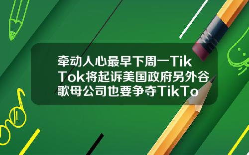 牵动人心最早下周一TikTok将起诉美国政府另外谷歌母公司也要争夺TikTok股权.