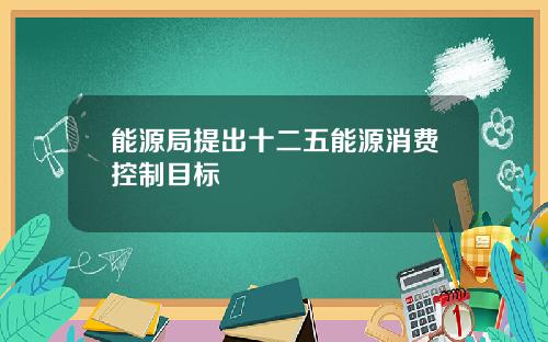 能源局提出十二五能源消费控制目标