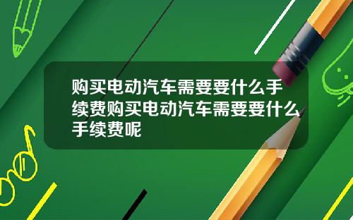购买电动汽车需要要什么手续费购买电动汽车需要要什么手续费呢