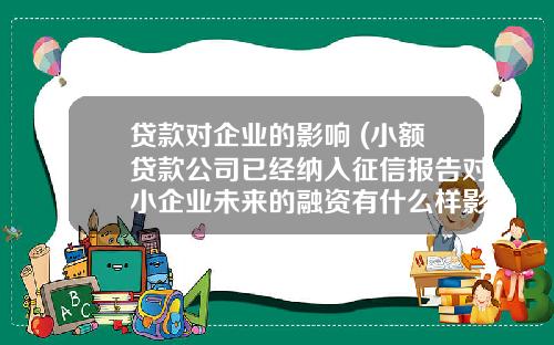 贷款对企业的影响 (小额贷款公司已经纳入征信报告对小企业未来的融资有什么样影响?)_1