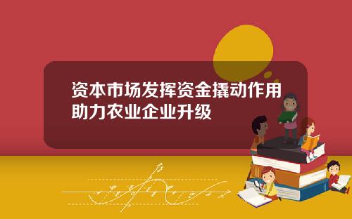 资本市场发挥资金撬动作用助力农业企业升级