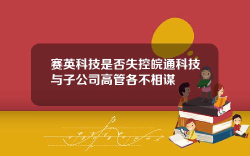 赛英科技是否失控皖通科技与子公司高管各不相谋
