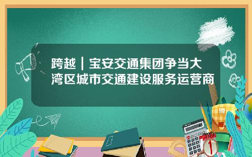 跨越｜宝安交通集团争当大湾区城市交通建设服务运营商