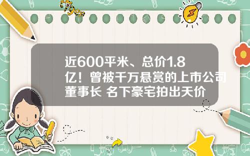 近600平米、总价1.8亿!曾被千万悬赏的上市公司董事长 名下豪宅拍出天价