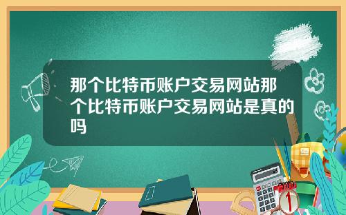 那个比特币账户交易网站那个比特币账户交易网站是真的吗