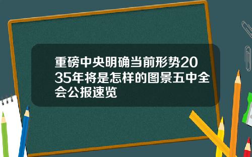 重磅中央明确当前形势2035年将是怎样的图景五中全会公报速览