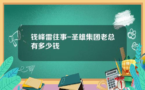 钱峰雷往事-圣雄集团老总有多少钱