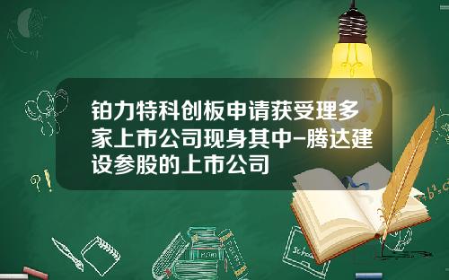 铂力特科创板申请获受理多家上市公司现身其中-腾达建设参股的上市公司