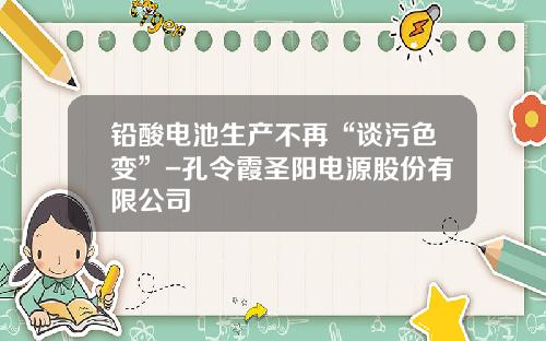 铅酸电池生产不再“谈污色变”-孔令霞圣阳电源股份有限公司