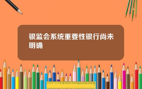 银监会系统重要性银行尚未明确