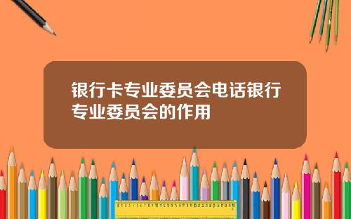 银行卡专业委员会电话银行专业委员会的作用