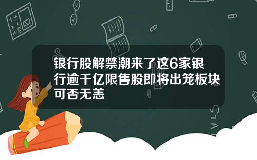 银行股解禁潮来了这6家银行逾千亿限售股即将出笼板块可否无恙