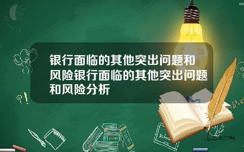 银行面临的其他突出问题和风险银行面临的其他突出问题和风险分析