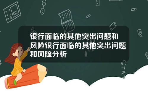 银行面临的其他突出问题和风险银行面临的其他突出问题和风险分析