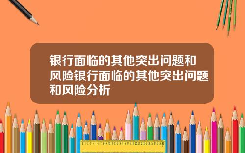 银行面临的其他突出问题和风险银行面临的其他突出问题和风险分析