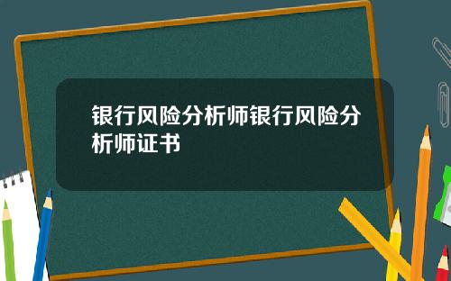 银行风险分析师银行风险分析师证书