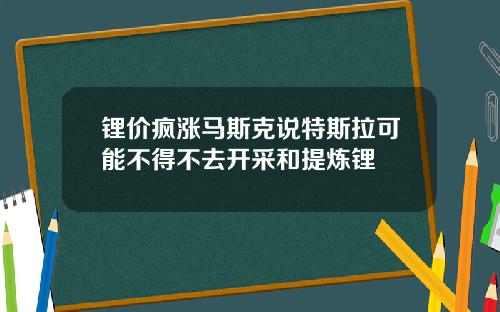锂价疯涨马斯克说特斯拉可能不得不去开采和提炼锂