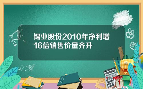 锡业股份2010年净利增16倍销售价量齐升