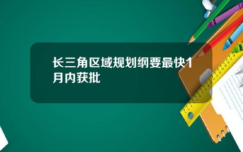 长三角区域规划纲要最快1月内获批