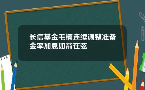 长信基金毛楠连续调整准备金率加息如箭在弦