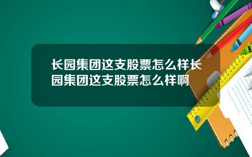 长园集团这支股票怎么样长园集团这支股票怎么样啊
