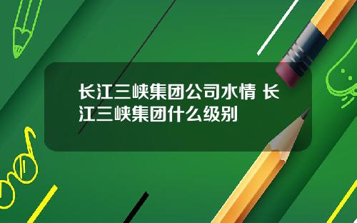 长江三峡集团公司水情 长江三峡集团什么级别