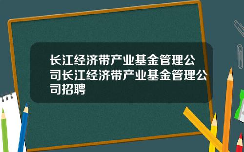 长江经济带产业基金管理公司长江经济带产业基金管理公司招聘