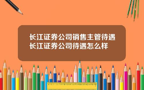 长江证券公司销售主管待遇长江证券公司待遇怎么样