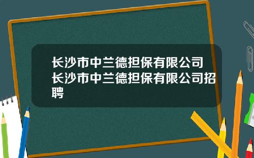 长沙市中兰德担保有限公司长沙市中兰德担保有限公司招聘