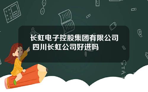 长虹电子控股集团有限公司 四川长虹公司好进吗