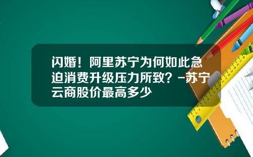 闪婚！阿里苏宁为何如此急迫消费升级压力所致？-苏宁云商股价最高多少