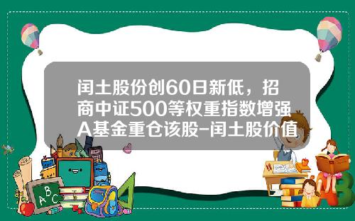 闰土股份创60日新低，招商中证500等权重指数增强A基金重仓该股-闰土股价值多少