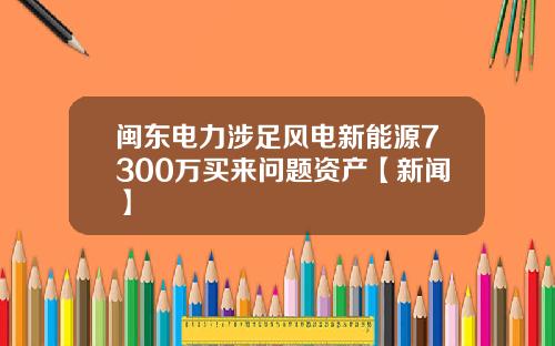 闽东电力涉足风电新能源7300万买来问题资产【新闻】