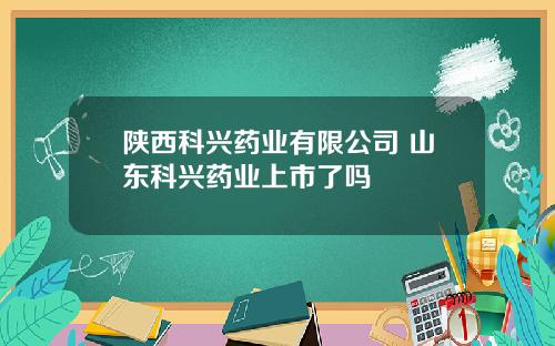陕西科兴药业有限公司 山东科兴药业上市了吗