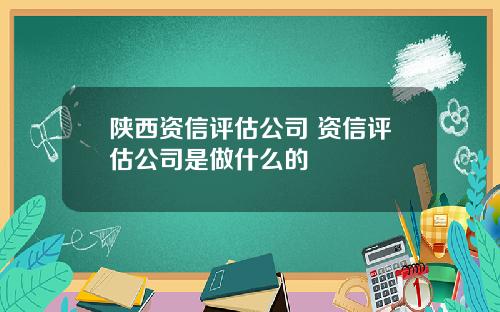 陕西资信评估公司 资信评估公司是做什么的